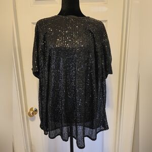 torrid Black Short Sleeve Sequin Pullover